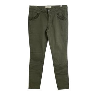 Mos Mosh Pants Womens Size 31 Green Naomi Shine Pants Chino Cotton Beaded Boho